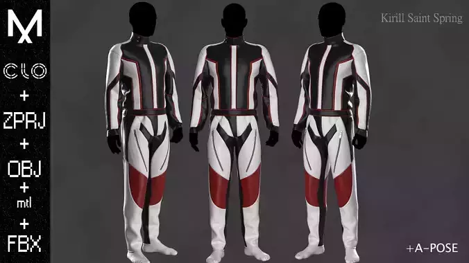 Racing Suit  Marvelous designer Clo3d OBJ mtl FBX ZPRJ