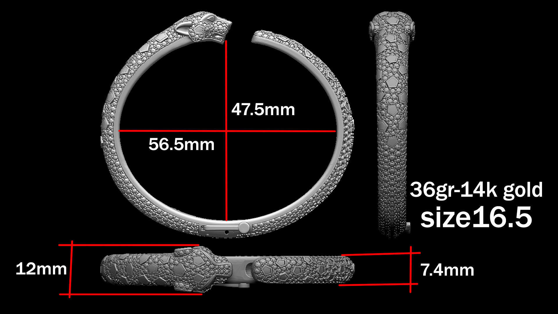 BRACELET PANTHER 3D print model_3