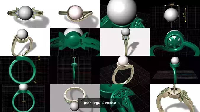 pearl rings 3D Model Collection