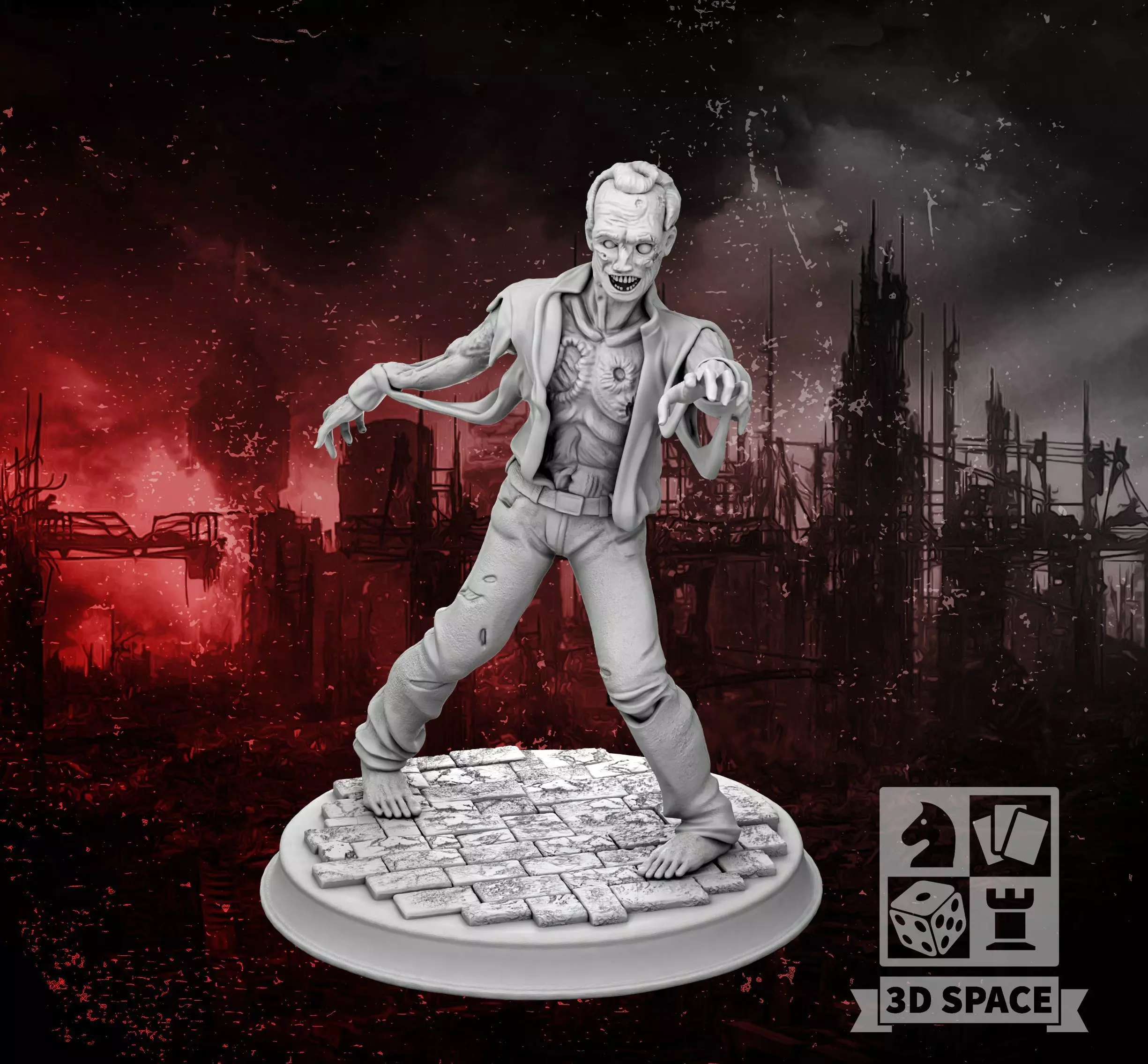 zombie in a torn shirt 3D print model