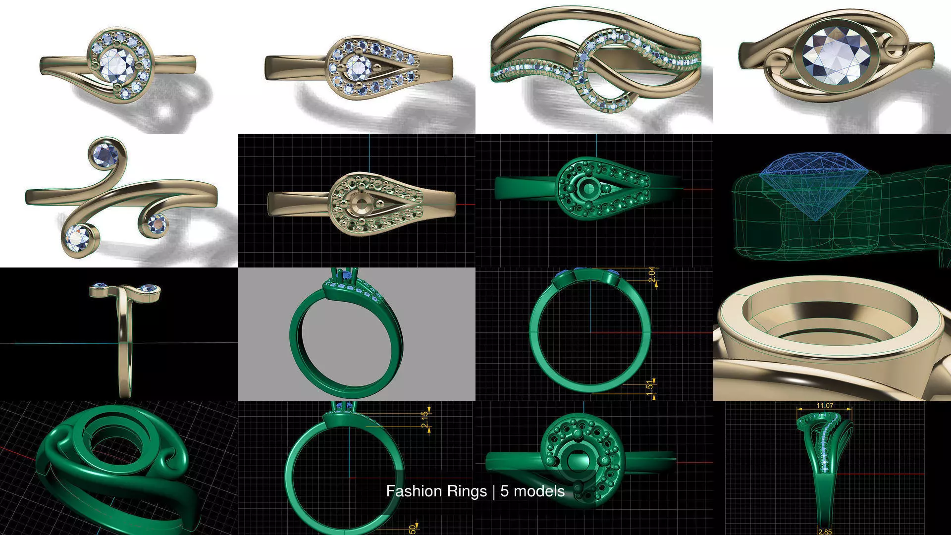 Fashion Rings 3D Model Collection_0