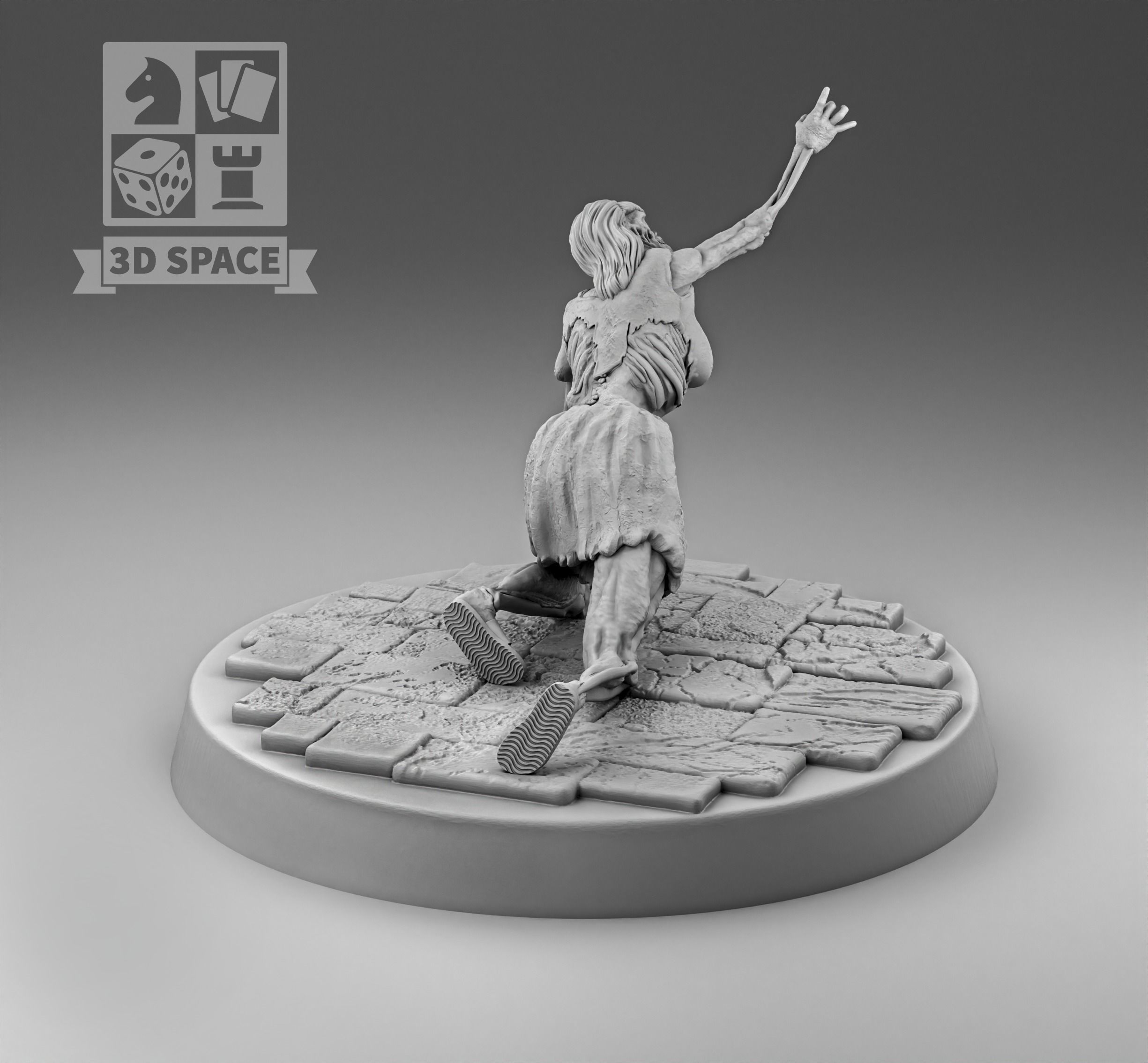 Apocalypse Zombie Girl 3D print model_2