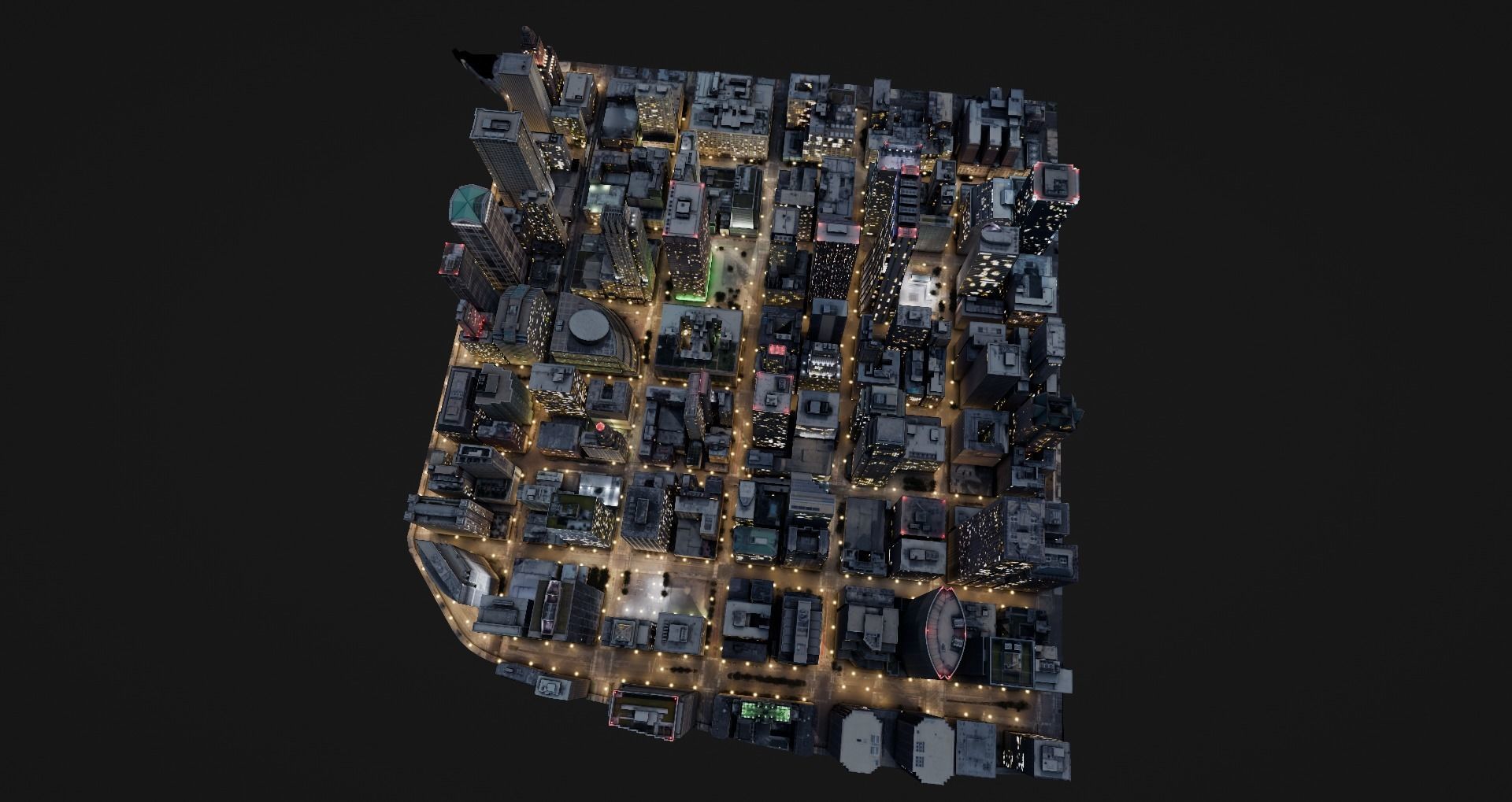 Low Poly Night Chicago Cityscape Low-poly 3D model_3