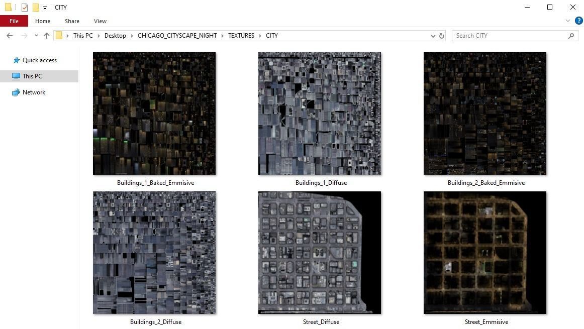 Low Poly Night Chicago Cityscape Low-poly 3D model_6