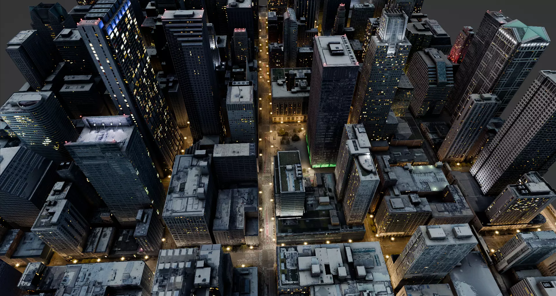 Low Poly Night Chicago Cityscape Low-poly 3D model_0