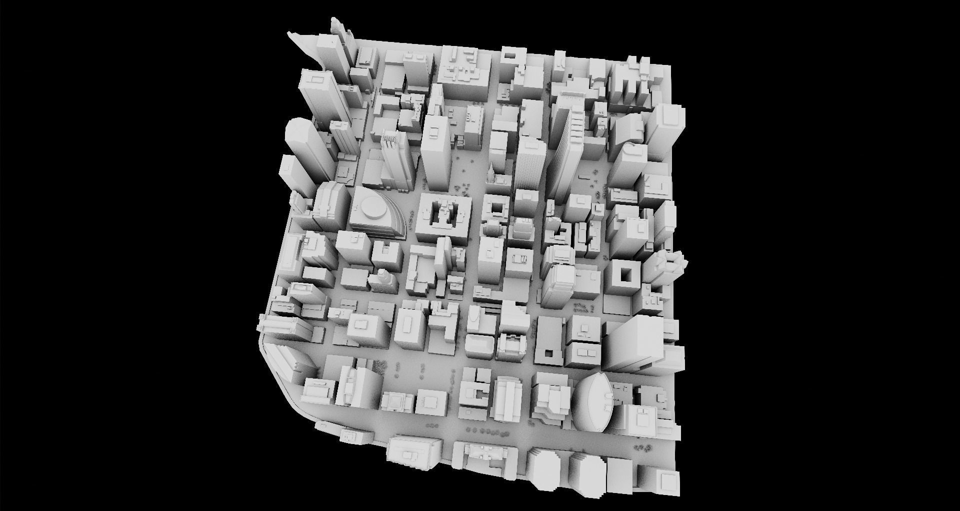 Low Poly Night Chicago Cityscape Low-poly 3D model_4