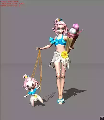 ANGELA Summer Vibes Low-poly 3D model