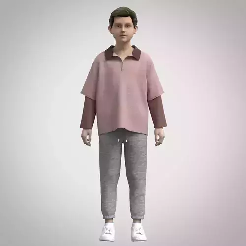 Boys polo and trouser Rigged Model