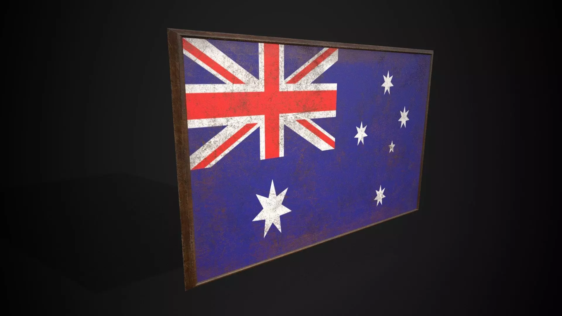 Old Picture Frame With Australia Flag - Game Ready Low-poly 3D model