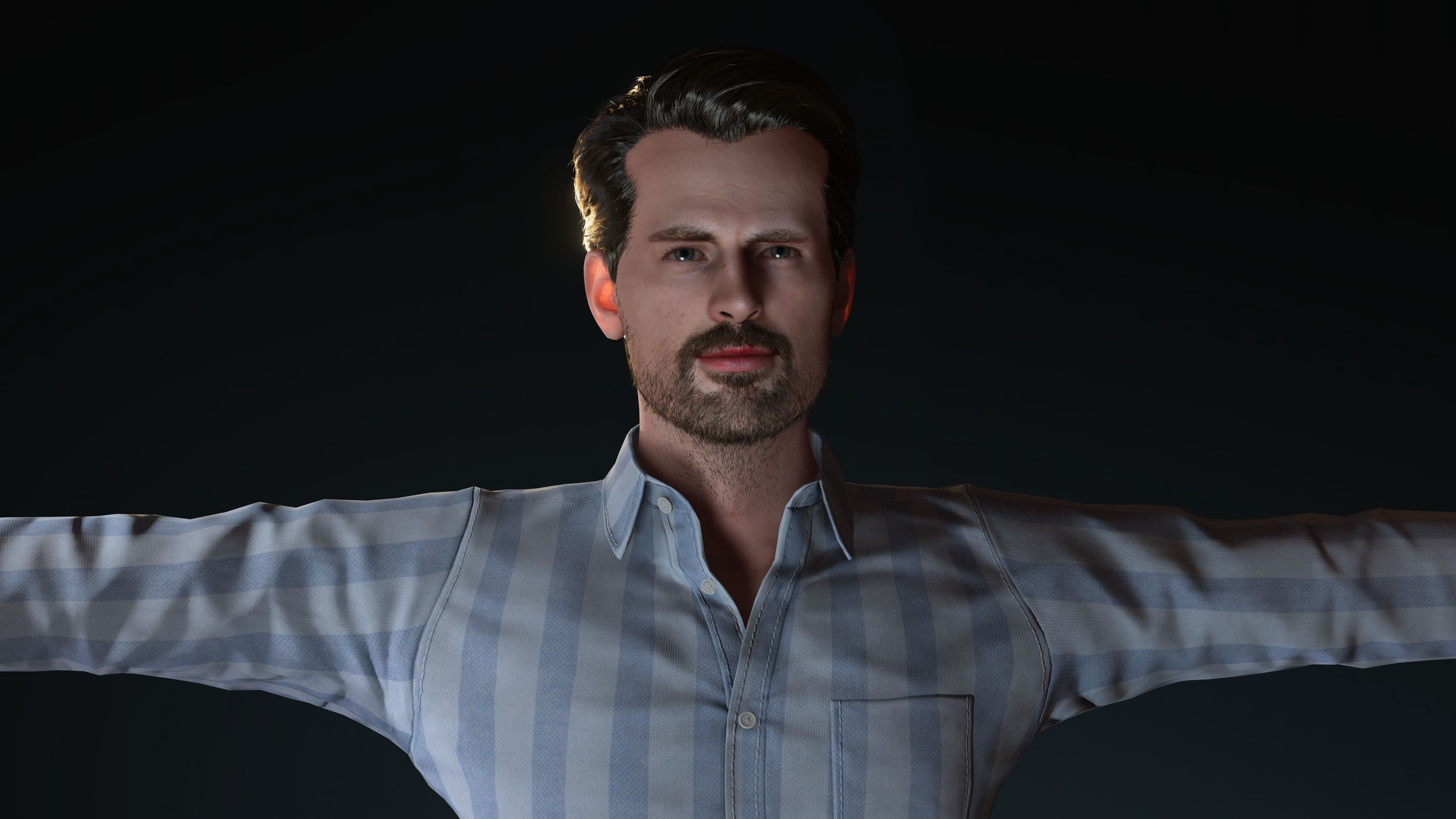 Chris Evans 3D Model - Hyper Realistic - Low Poly Low-poly 3D model_1