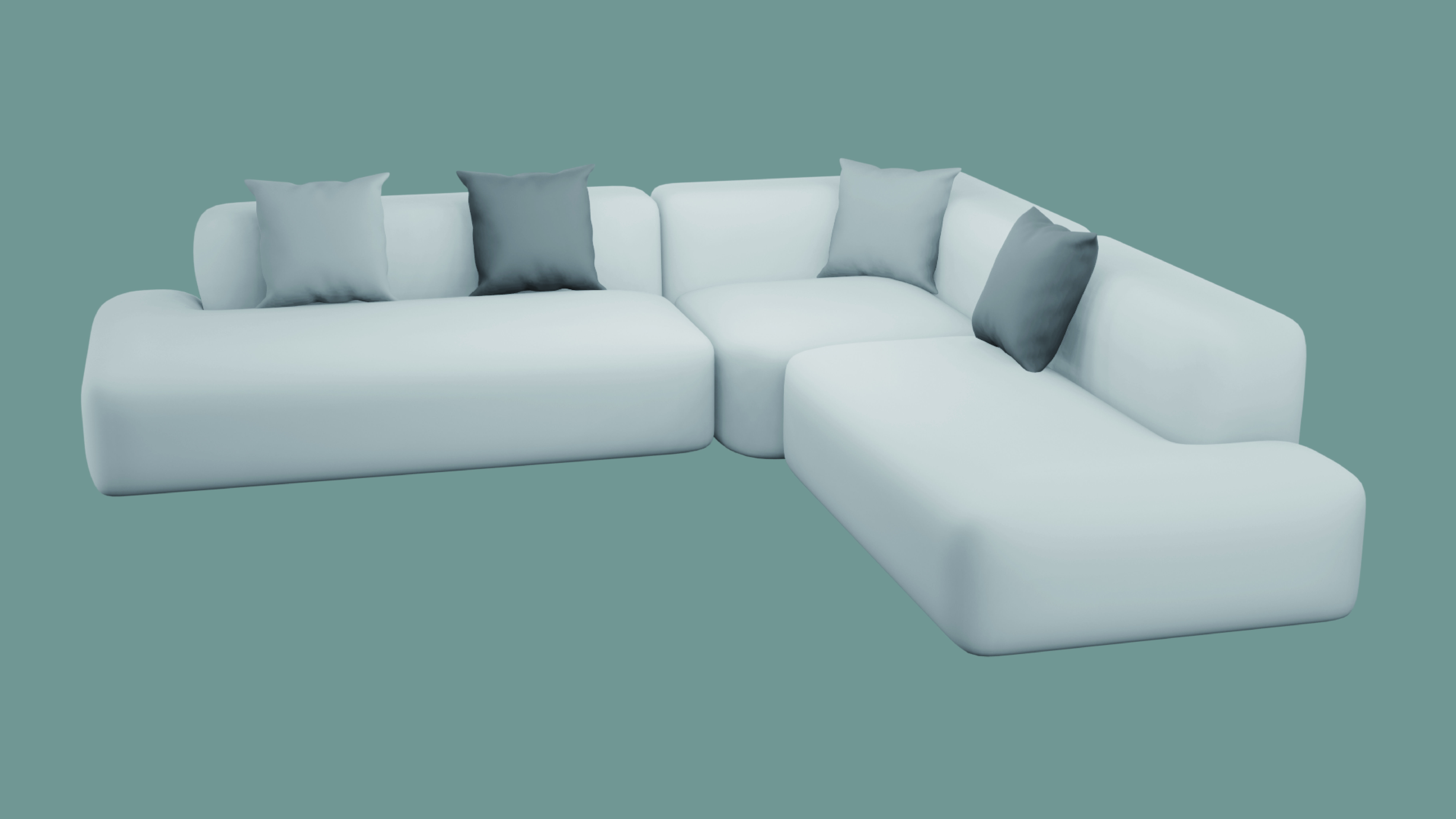White Sofa Free 3D model_4