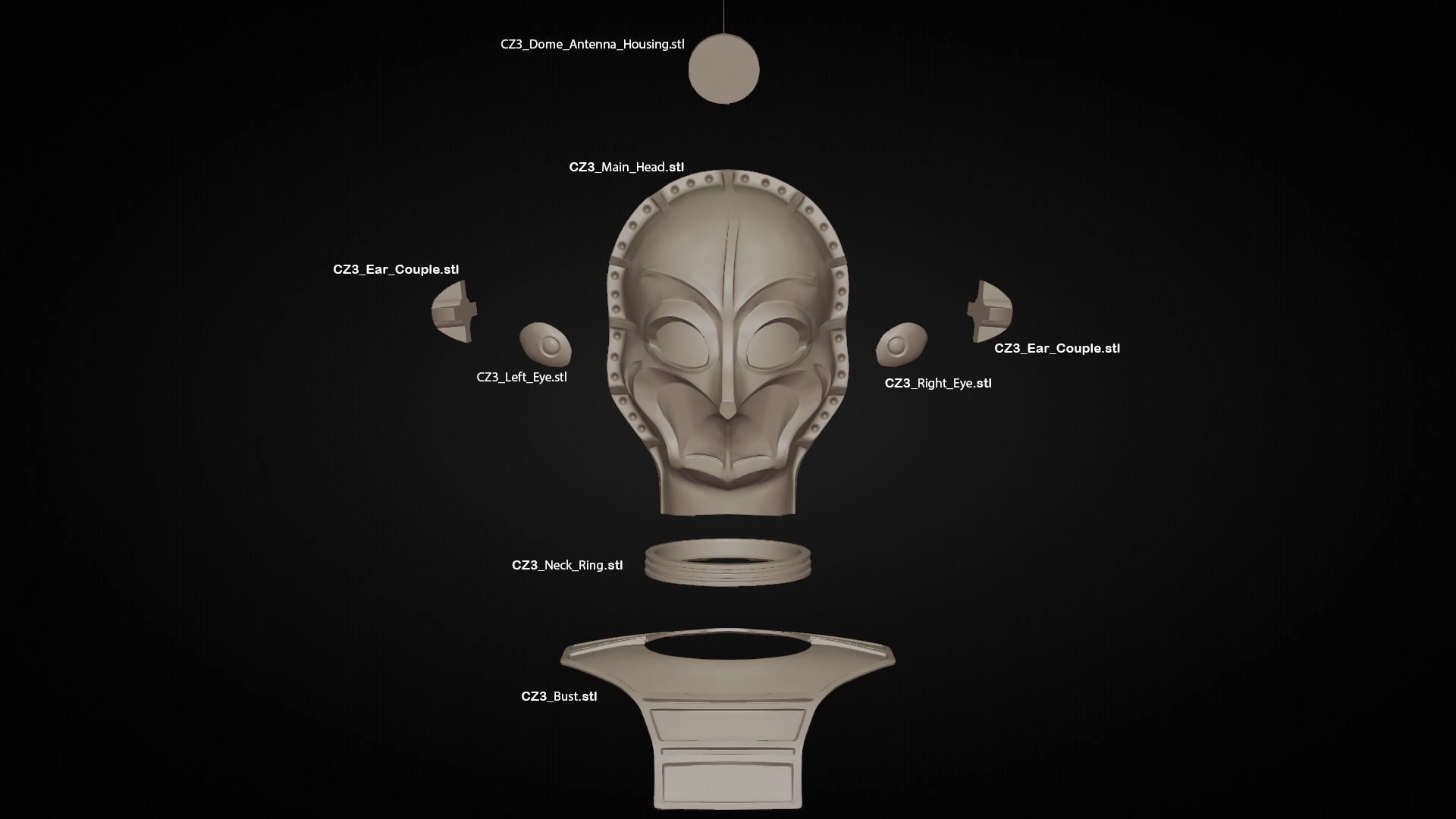 Star Wars CZ-3 Droid Inspired Full Size Bust 3D print model_10