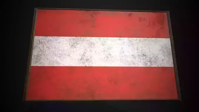Old Picture Frame With Austria Flag - Game Ready PBR