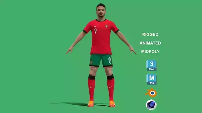 3D Rigged Goncalo Ramos Portugual Euro 2024