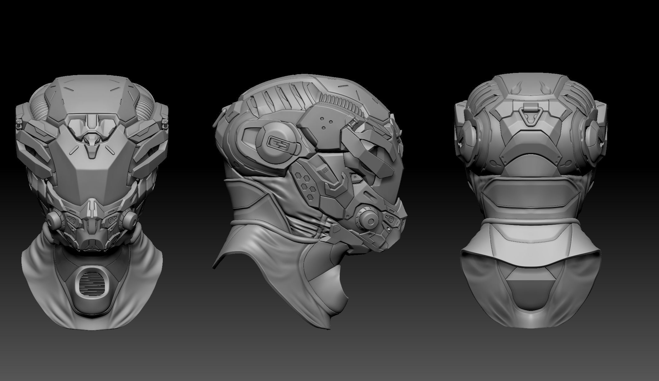 Sci-Fi Helmet 01 3D model_4