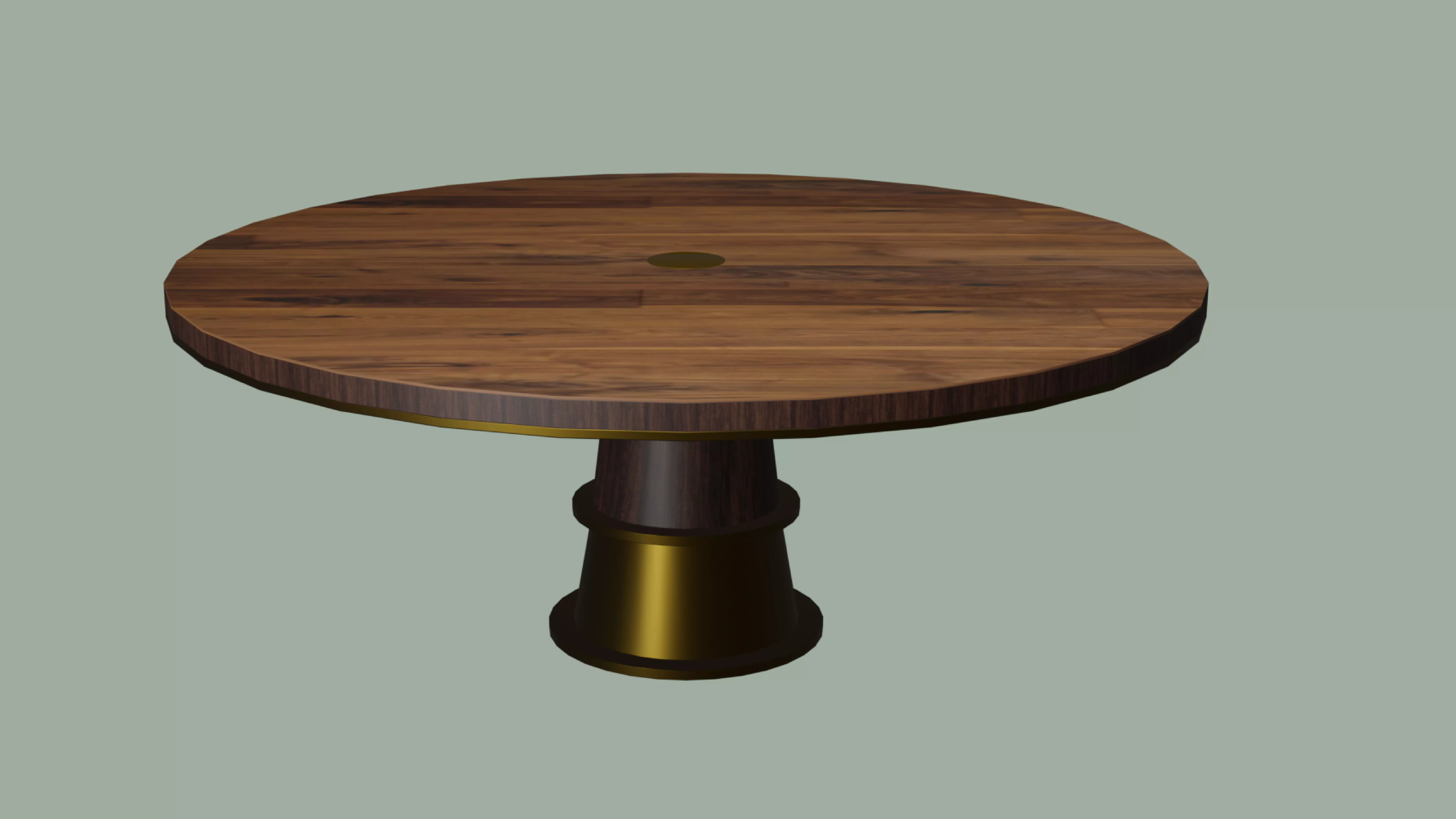 Round Wooden Table Free 3D model