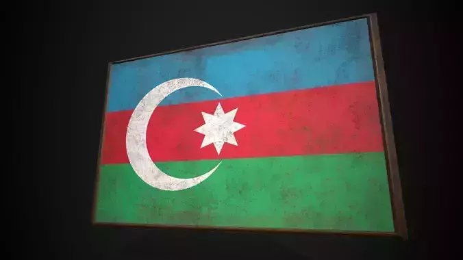 Old Picture Frame With Azerbaijan Flag - Game Ready