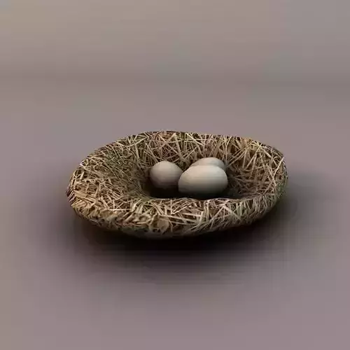 Nest with eggs Low-poly 3D model