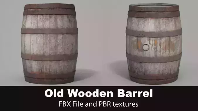 Old Wooden Barrel 3D model