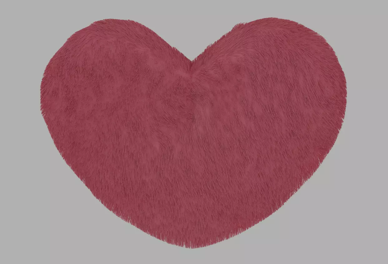 Heart Pillow with Fur Free 3D model_0