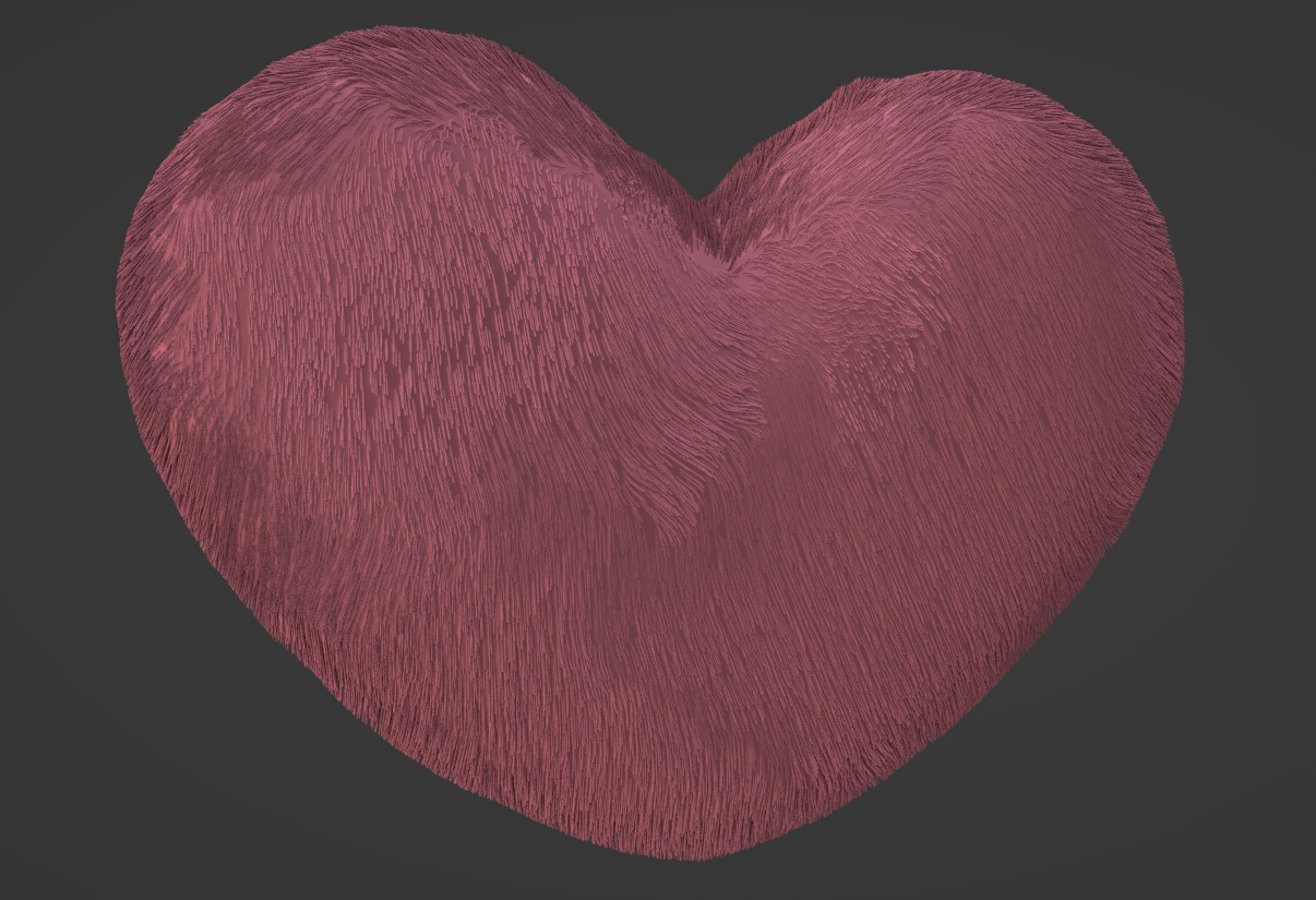 Heart Pillow with Fur Free 3D model_4