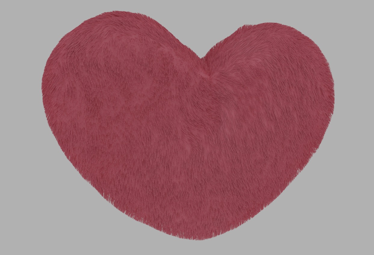 Heart Pillow with Fur Free 3D model_2