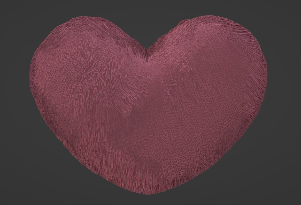 Heart Pillow with Fur Free 3D model_3