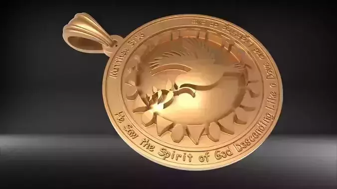 Espiritu Santo Dove Pendant Charm Baptism jewelry 3D print model