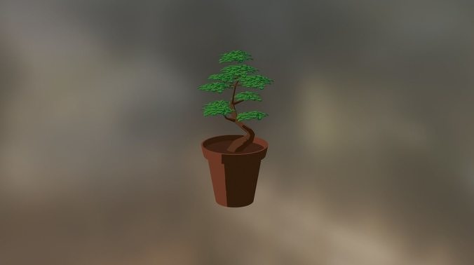 Bonsai Tree Pot Low Poly Cartoon Low-poly 3D model