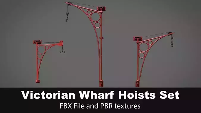 Victorian Wharf Wall Hoists Cranes Set