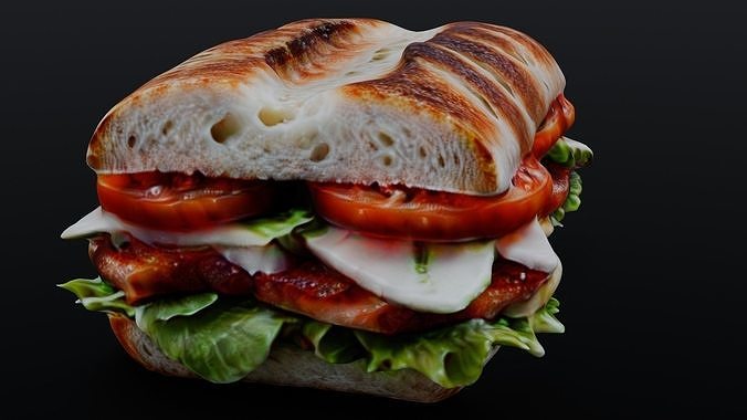 Sandwich 3D Model Low-poly 3D model 2