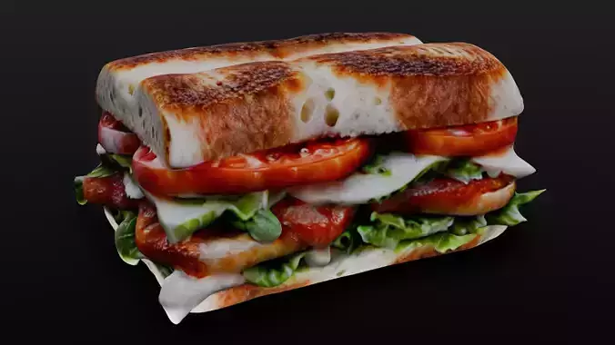 Sandwich 3D Model Low-poly 3D model