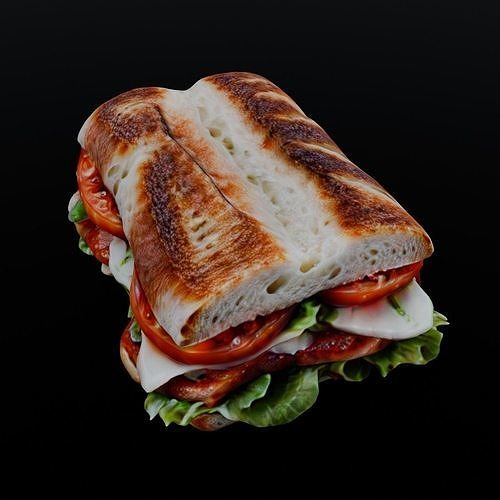 Sandwich 3D Model Low-poly 3D model 6