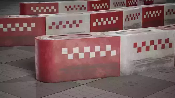 Plastic Road Barrier Blocks Game 3D model Low-poly 