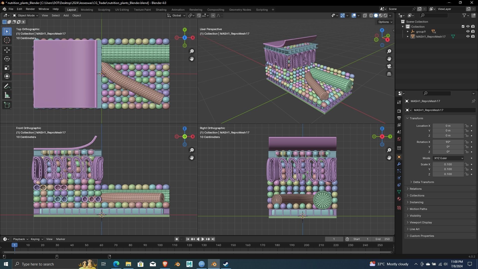 Nutrition Plants Biological 3D Printing and Animation ready 3D print model_6