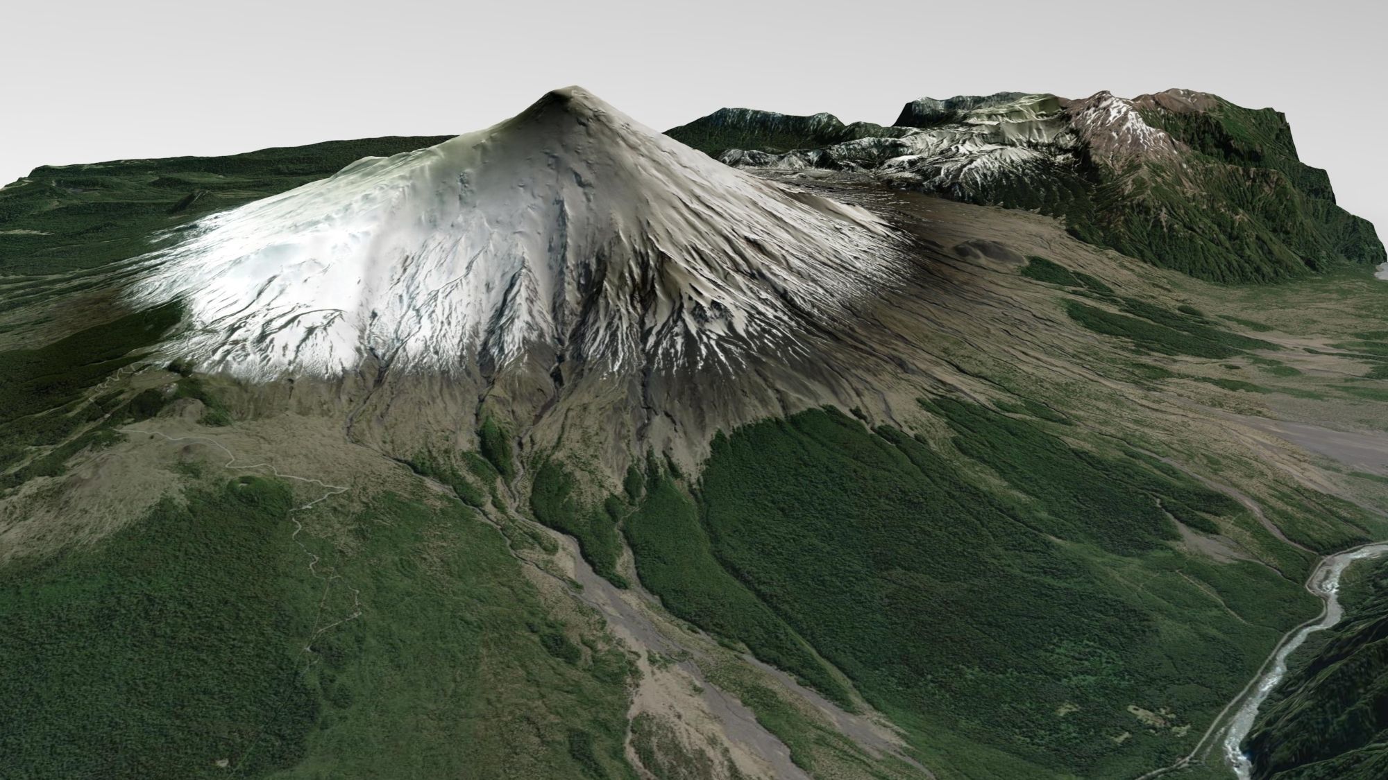 Mountain landscape Volcano Osorno Andes Mountains in Chile 3D model_3