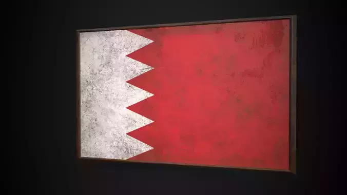 Old Picture Frame With Bahrain Flag - Game Ready