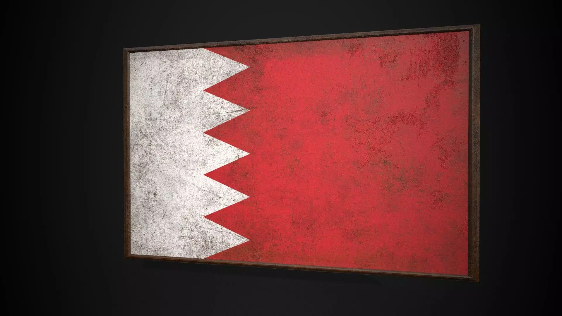 Old Picture Frame With Bahrain Flag - Game Ready Low-poly 3D model