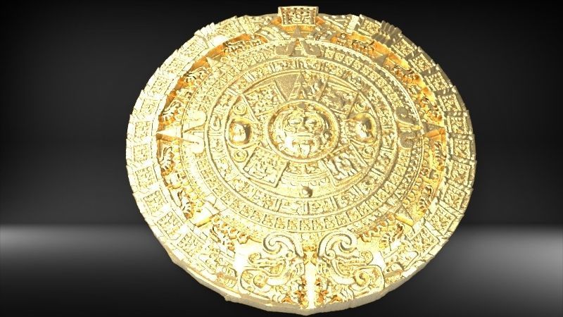 Aztec sun calendar Piedra del Sol  3D print model_20