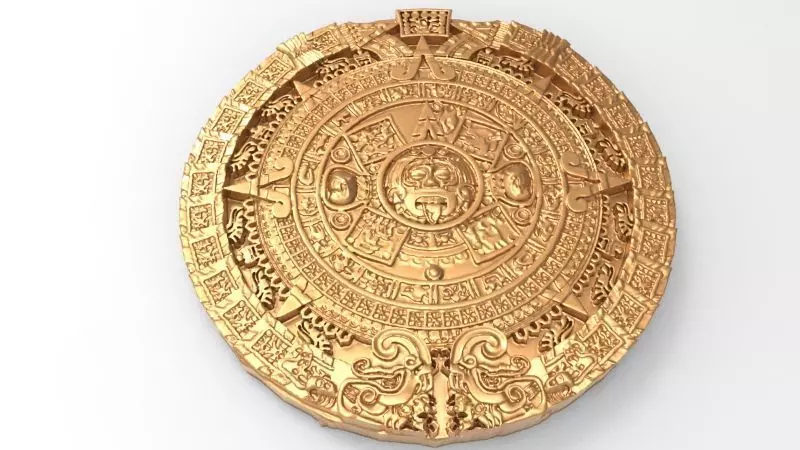 Aztec sun calendar Piedra del Sol  3D print model_0
