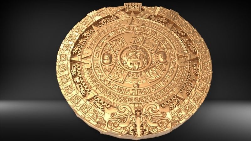 Aztec sun calendar Piedra del Sol  3D print model_21