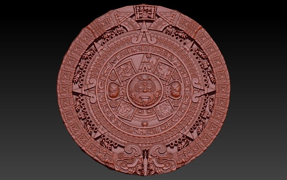 Aztec sun calendar Piedra del Sol  3D print model_3