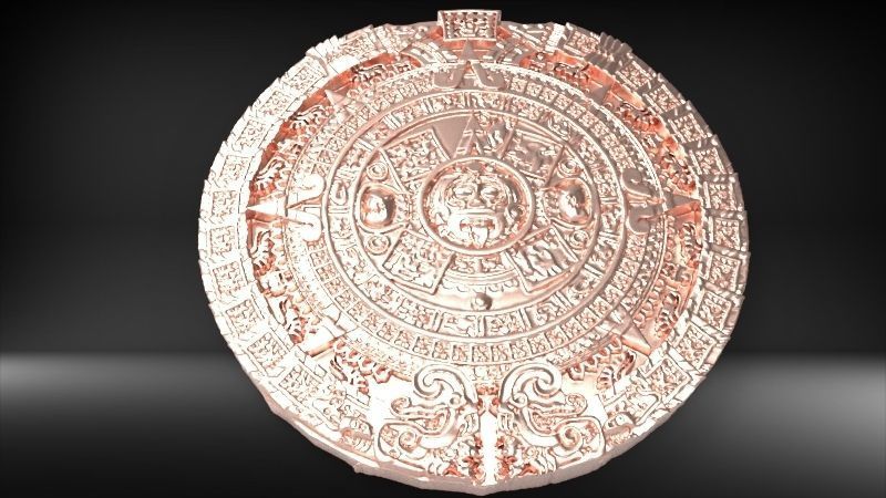 Aztec sun calendar Piedra del Sol  3D print model_16