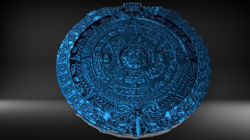 Aztec sun calendar Piedra del Sol  3D print model_12