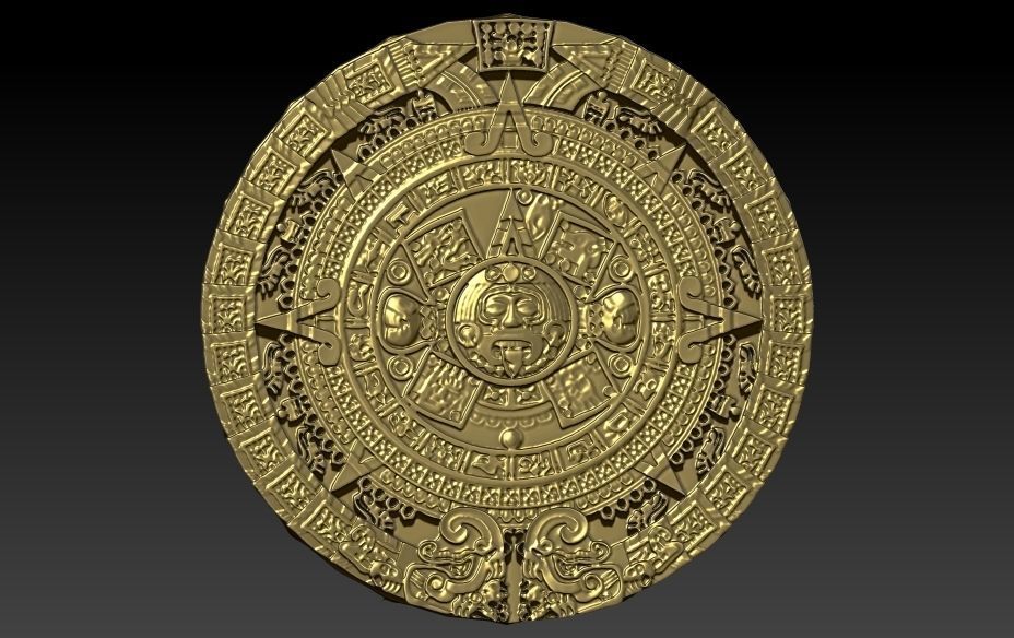 Aztec sun calendar Piedra del Sol  3D print model_2