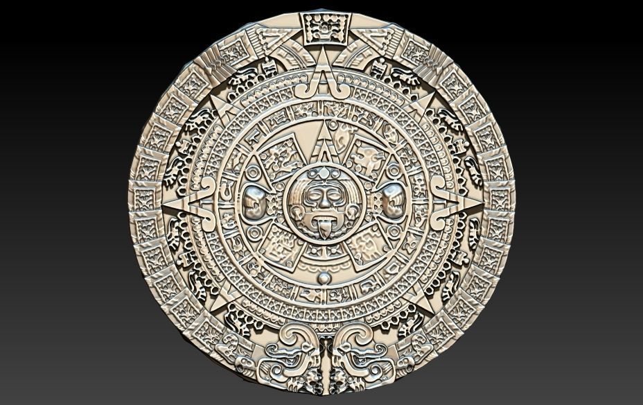 Aztec sun calendar Piedra del Sol  3D print model_4