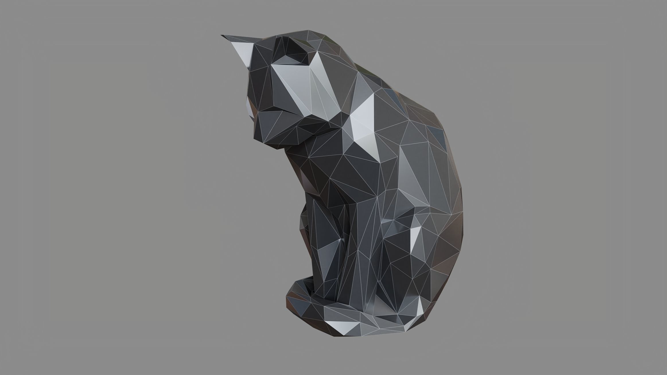 Lowpoly Cat 3D model_4