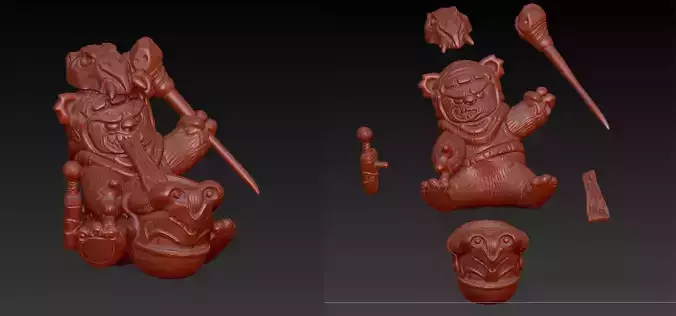 Cartoon style EWOK LEEKTAR  Endor diorama part3 3D print model
