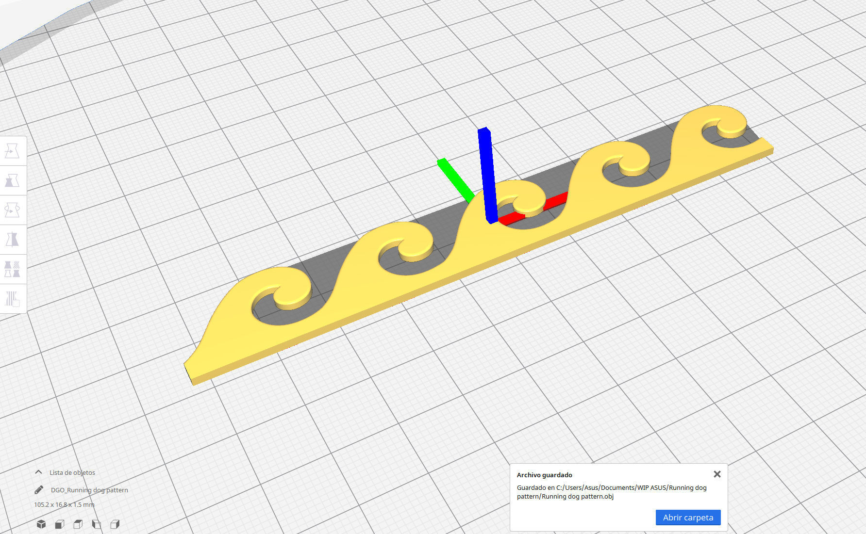 Running Dog Pattern with Greek Wave  3D print model_3