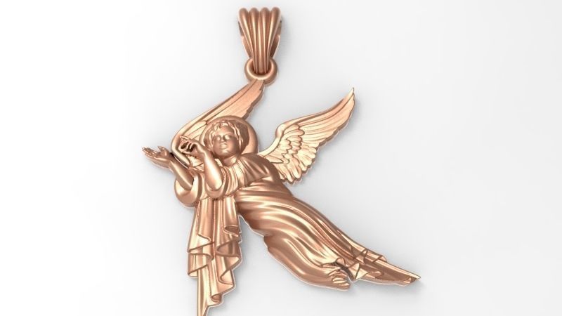 baby angel pendant necklace Charm bracelet Jewelry 3D print model_4